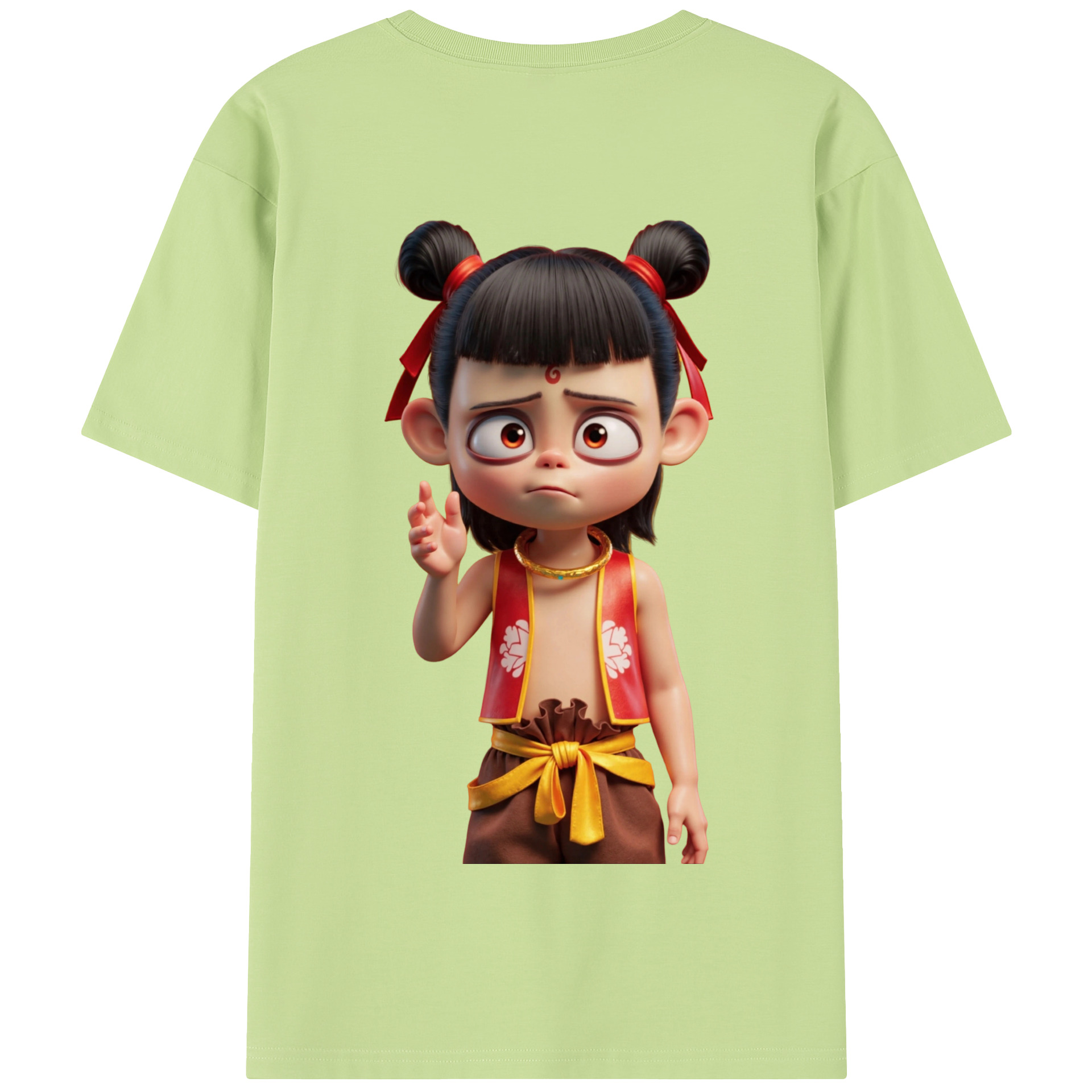 （画像用） Ne Zha 2 ナタ 魔童の大暴れ 綿100％半袖Tシャツ（背面プリント）